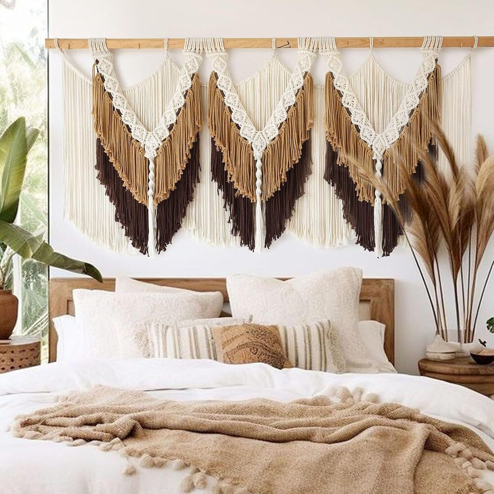 Macrame Wall Hanging Boho Wall Hanging Brown Dorm Wall Decor Craftsmanship